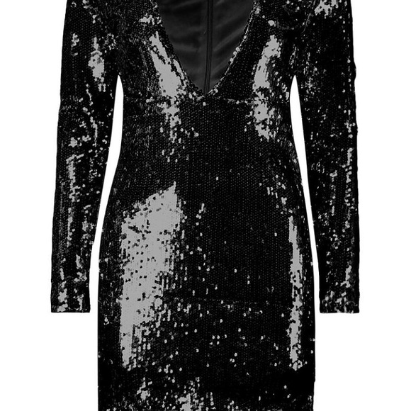 NWT black sequin long sleeve mini dress - Picture 3 of 5